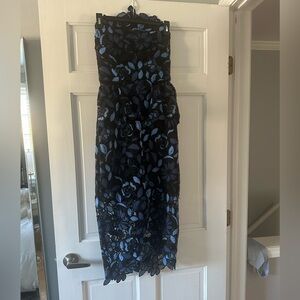 Elliatt Floral Lace Peplum Dress - Blue/Black